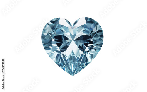 Authentic Image Featuring Heart-Shaped Aquamarine Diamond on Pure Surface Isolated on Transparent Background PNG.
