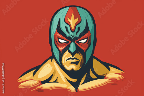 A simple illustration of a luchador, capturing the iconic mask and confident pose