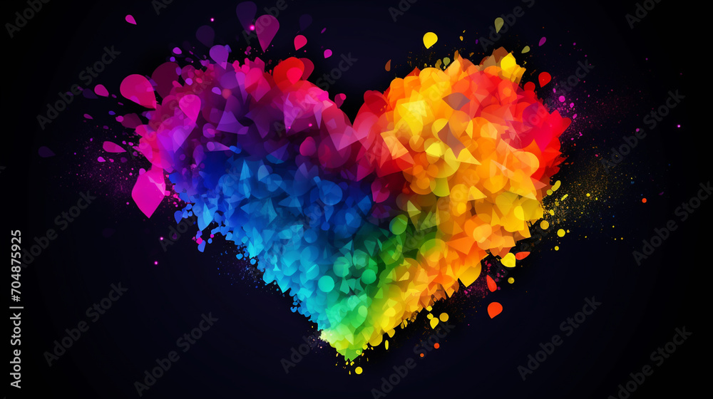 LGBT pride month concept illustration. rainbow heart and homosexual rainbow love - obrazy, fototapety, plakaty 