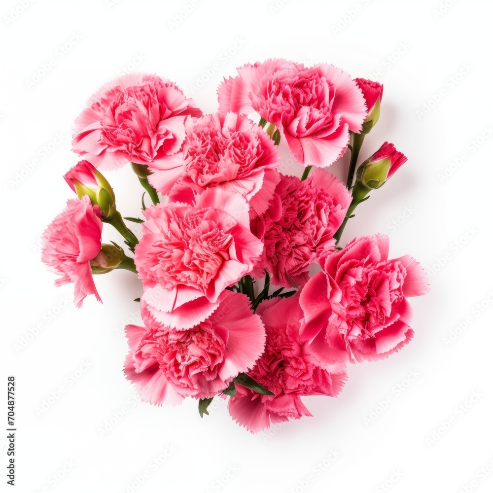 Bouquet of carnations on a white background