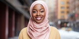 Beautiful Muslim woman standing smiling looking at camera