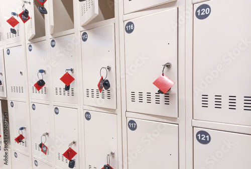 Metal storage lockers for storing things in a mall