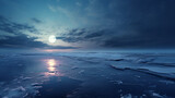 Winter Moon over Icy Ocean A full winter moon castle
