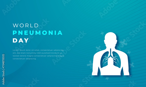 World Pneumonia Day Paper cut style Vector Design Illustration for Background, Poster, Banner, Advertising, Greeting Card