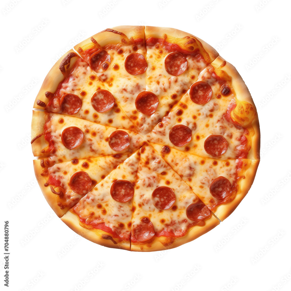 Pepperoni pizza isolated on a white background
