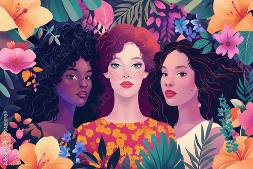 Women day - Three Women illustration - AI Generative