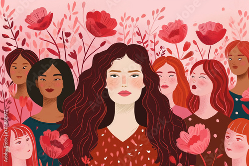 Women and flowers Illustration AI Generative