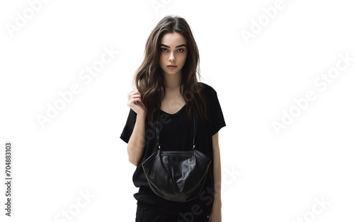 Female in a Black Shirt isolated on transparent Background