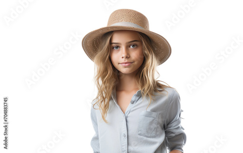 Young Lady with a Hat isolated on transparent Background