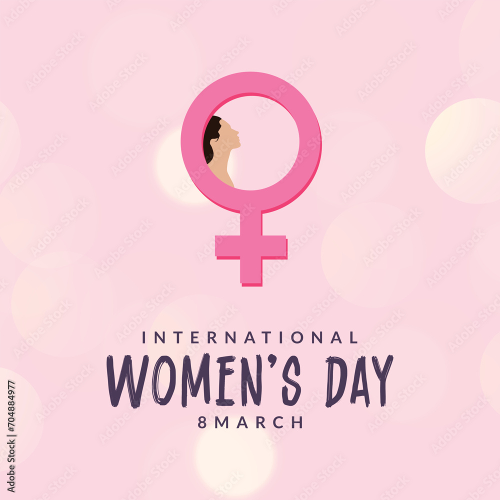 international womens day with heart 8 march greeting or wishing card pink color background with face banner, post, design vector illustration international womens day with heart 8 march greeting or wishing card pink color background with face banner, post, design vector illustration