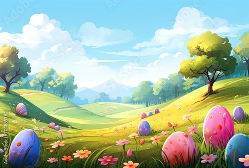 Beautiful cute Easter background illustration