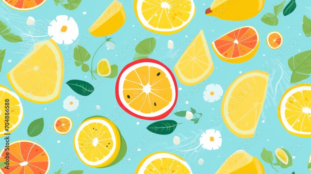 Slice or piece lemon on summer background
