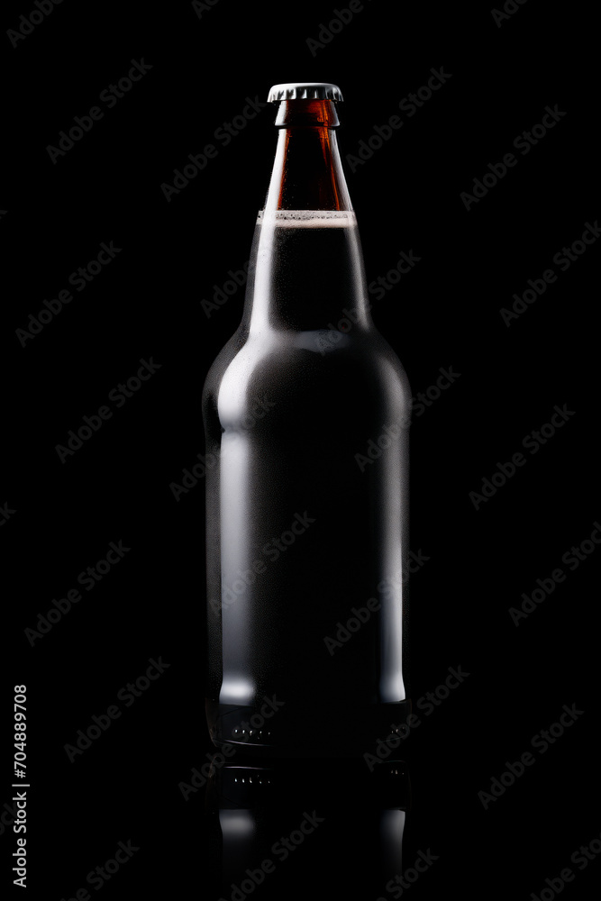 Beer bottle on a dark black background. Bottle with drink like Ipa, Pale Ale, Pilsner, Porter or Stout Beer bottle on a dark black background. Bottle with drink like Ipa, Pale Ale, Pilsner, Porter or Stout
