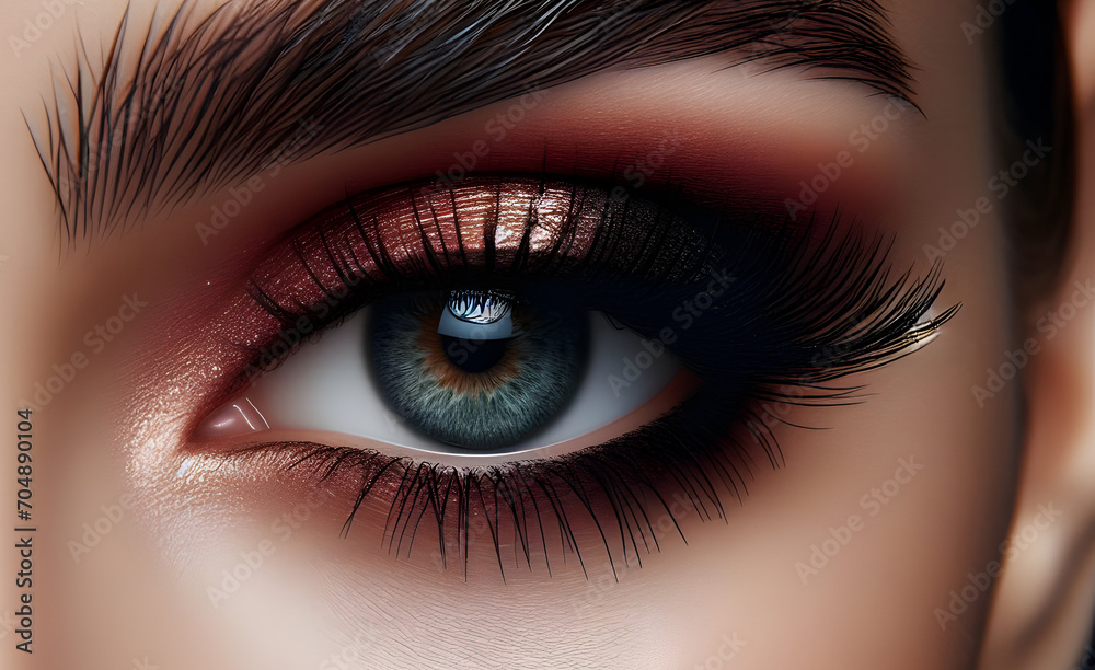 Close-up of woman eye with beautiful eyes makeup