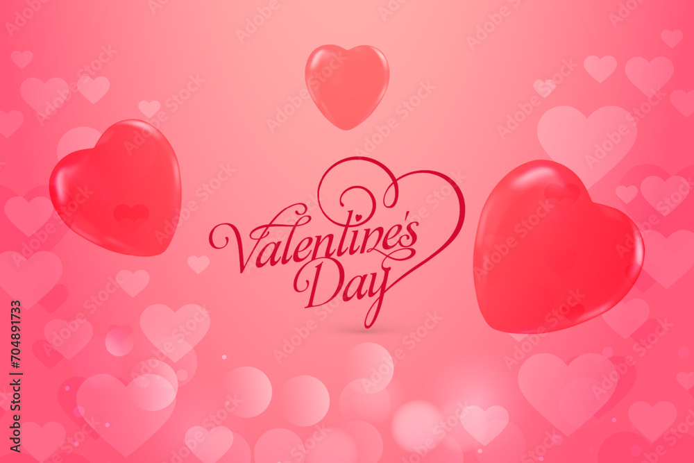 Valentines day background with heart pattern and typography of happy valentines day text .