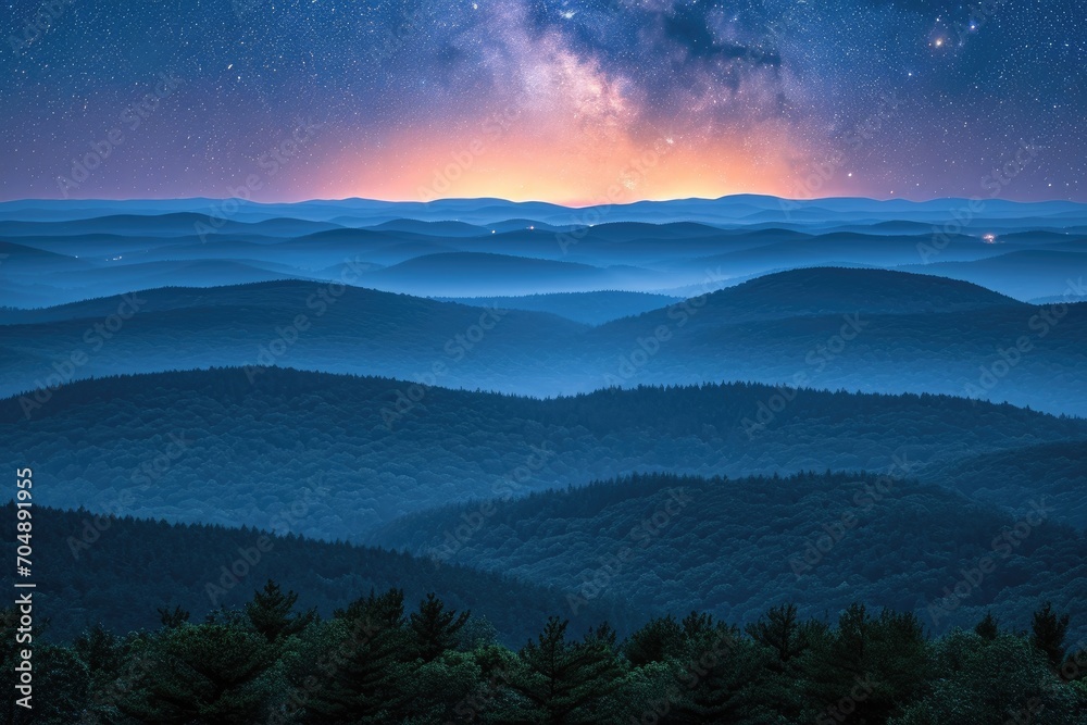 Obraz premium forest mountains with the milky way in the sky professional photography