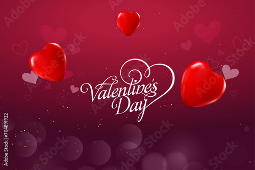 Valentines day background with heart pattern and typography of happy valentines day text .