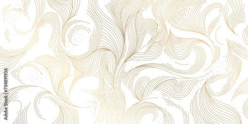 Vector line pattern background  abstract wave luxury golden art  curve design  line illustration  japanese graphic style.
