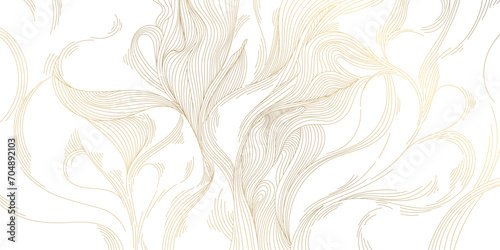 Vector line pattern background, abstract wave luxury golden art, curve design, line illustration, japanese graphic style.