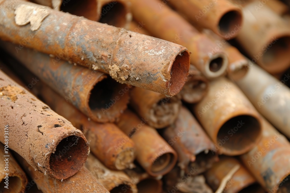 pipe in construction for plumbing or infrastructure projects in factory professional photography