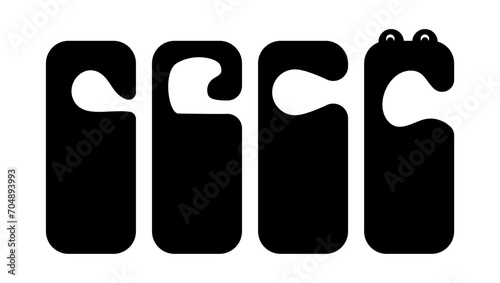 tag hanging on door knob, black isolated silhouette