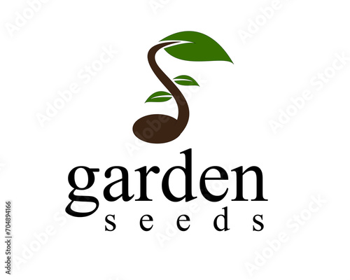 garden seed logo design template growing seeds with leaves