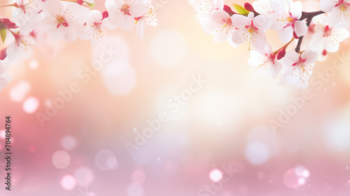 blurry pink blossoms with bokeh lights background