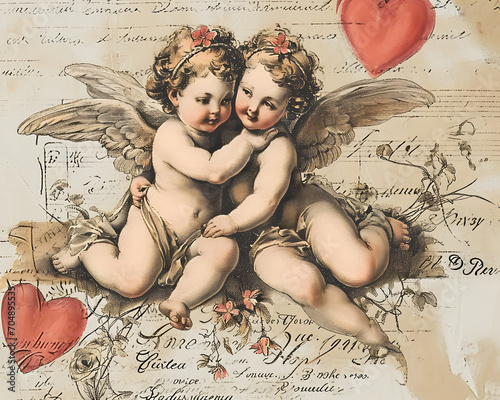 Cherubic Whispers - Vintage Valentine Angels