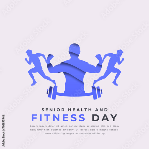 Senior Health and Fitness Day Paper cut style Vector Design Illustration for Background, Poster, Banner, Advertising, Greeting Card