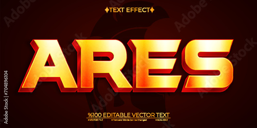 Gold Greek God Ares Editable Vector 3D Text Effect