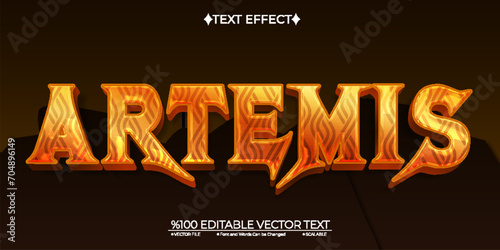 Gold God Artemis Editable Vector 3D Text Effect