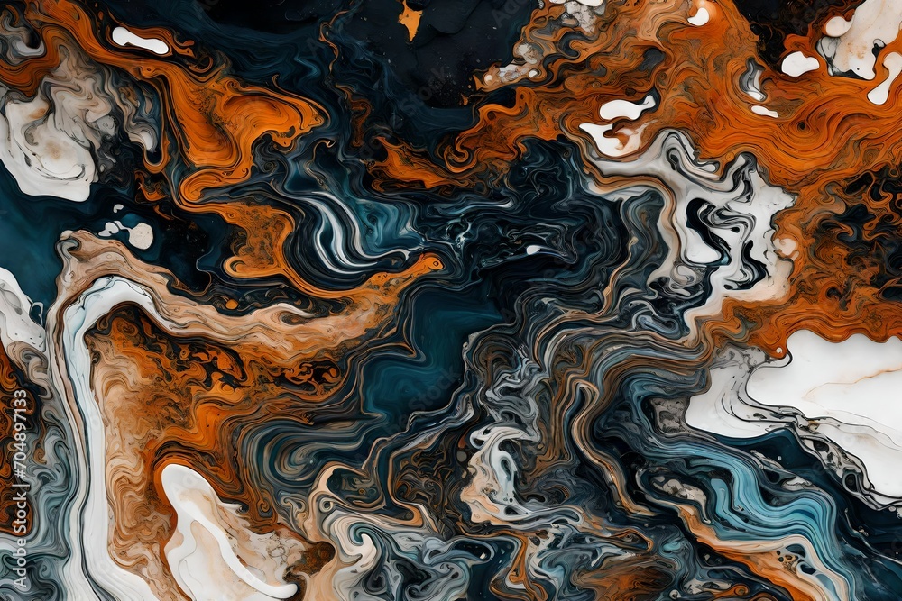 An HD image that reveals the intricate beauty of an original marble ink abstract art piece, showcasing its rich texture and colors.
