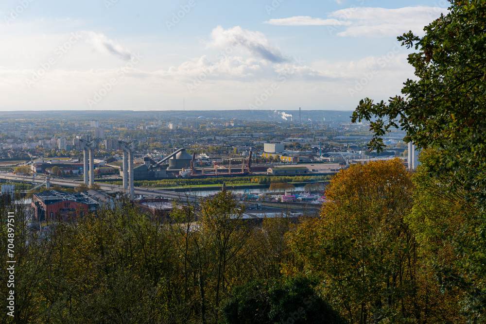 Rouen, as seen from Mont saint aigan, with lots of nice trees in the foreground