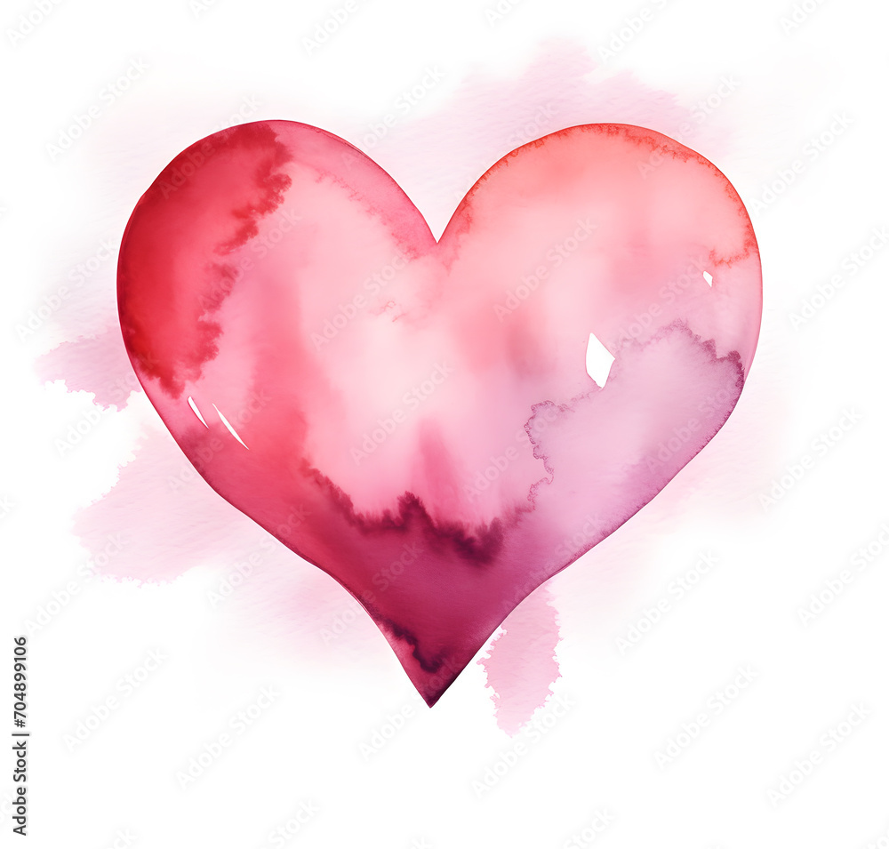 Hand-drawn painted red  heart, element for design. Valentine's day. For holiday, postcard, poster