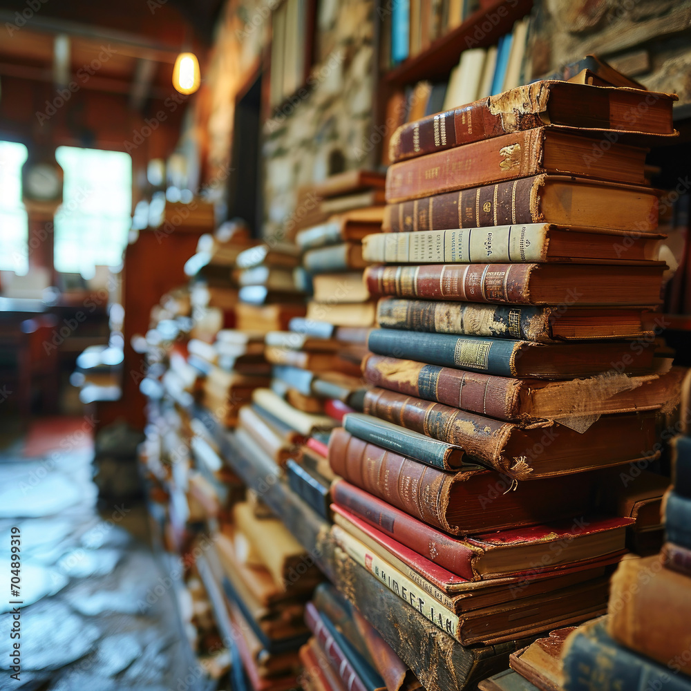 Literary Mound: Book Stack in the Library Literary Mound: Book Stack in the Library