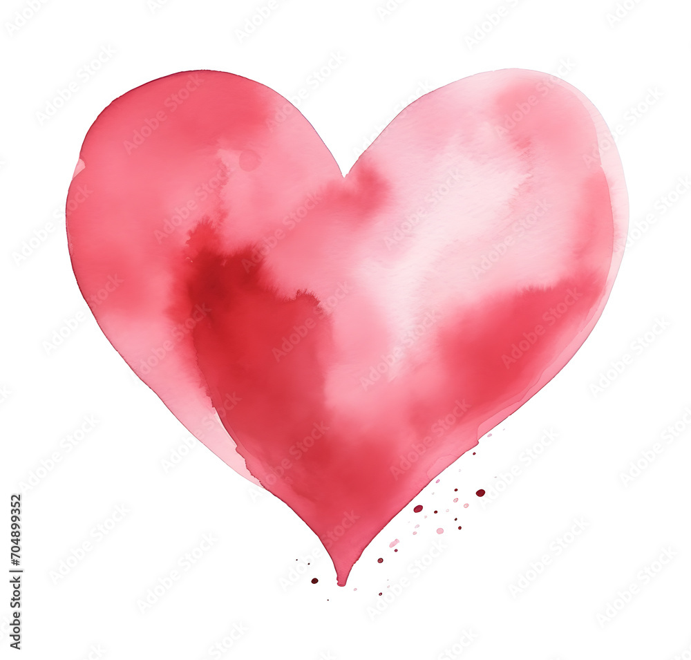 Hand-drawn painted red  heart, element for design. Valentine's day. For holiday, postcard, poster