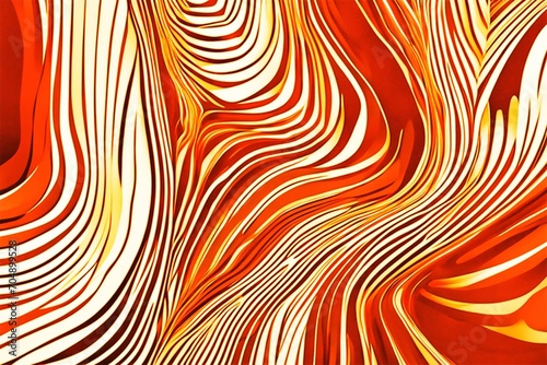 Colorful orange and white curved stripes are a vibrant pattern. Wavy stylish abstract background.