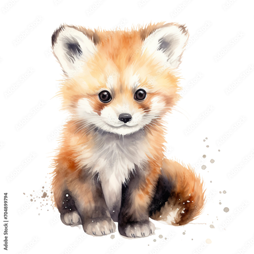 Obraz premium watercolor baby fox on a transparen tbackground