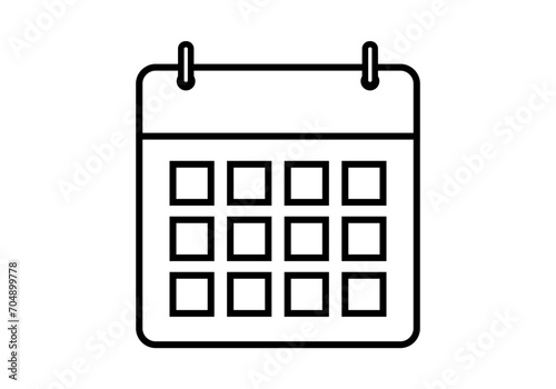 Icono negro de calendario anual en fondo blanco. photo