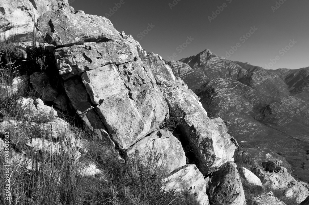 dramatic mountain landscape with textured rock detail granite and quartz in a beautiful natural environment 