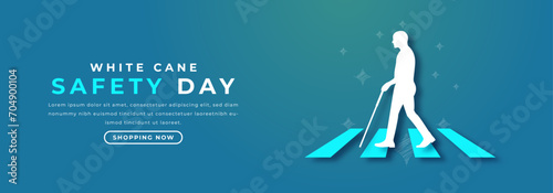 White Cane Safety Day Paper cut style Vector Design Illustration for Background, Poster, Banner, Advertising, Greeting Card