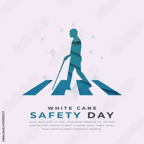 White Cane Safety Day Paper cut style Vector Design Illustration for Background, Poster, Banner, Advertising, Greeting Card