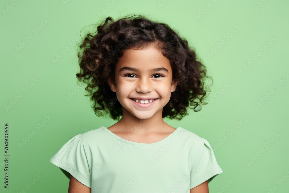 smiling little african american girl in green t-shirt smiling little african american girl in green t-shirt