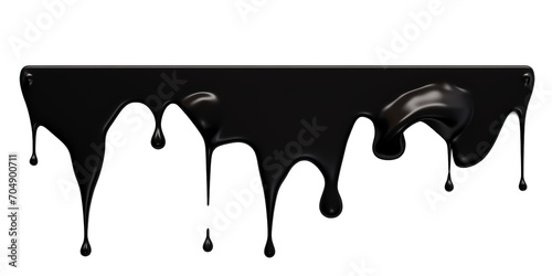 Black Paint Color Drips on Transparent Background, Fluid Art Design, Dynamic Flow of Dark Color, Perfect for Abstract and Artistic Backgrounds 