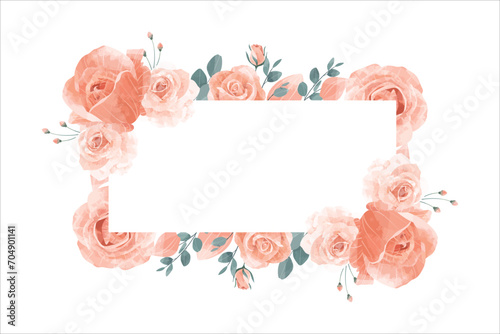 Peach Rose Flower Frame Background