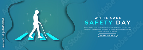 White Cane Safety Day Paper cut style Vector Design Illustration for Background, Poster, Banner, Advertising, Greeting Card