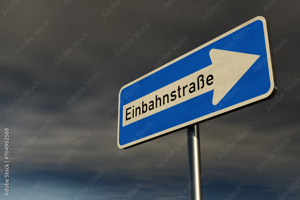 road sign: one way, einbahnstraße - 3D Illustration road sign: one way, einbahnstraße - 3D Illustration