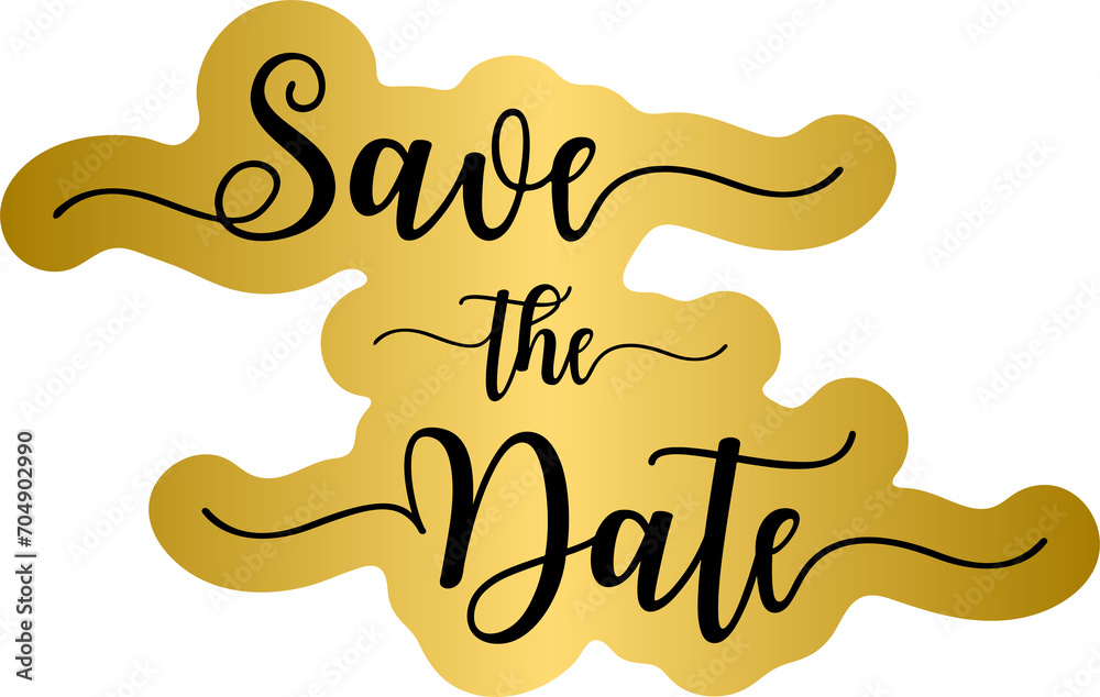 Save the date hand lettering in gold glitter
Save the date hand lettering in gold glitter