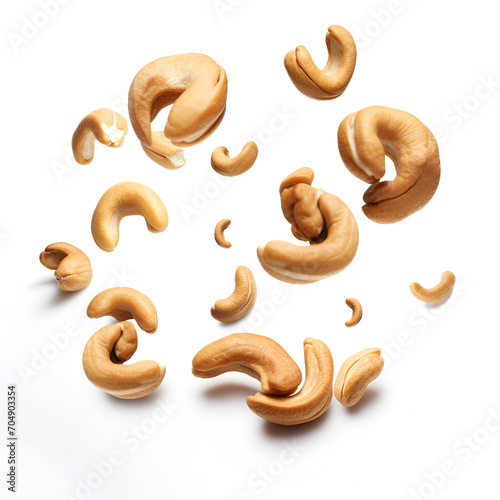 Photo a pile of cashew nuts on a white background.
