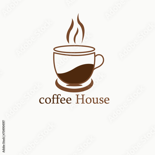 coffee cup house icon. Icon cups. Emblem line art design.